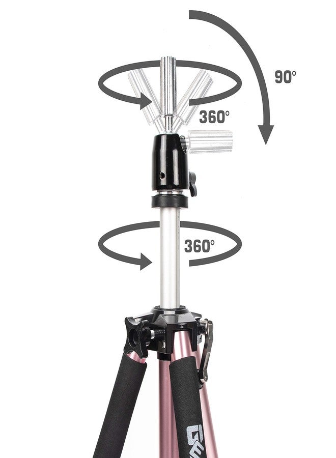 GEXWORLDWIDE GEX 63" Heavy Duty Mannequin Tripod Stand Wig Stand for Wig Mannequin Head Training Doll Manikin Head for Cosmetology Hairdressing with Travel Bag (Rose Gold) - Image 5